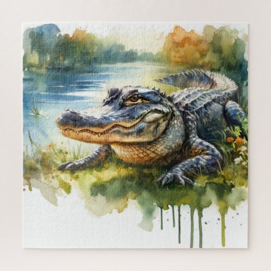 Puzzle Crocodile Charm REF172 - Watercolor (Vertical)