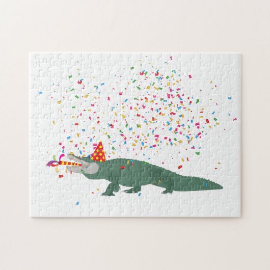 Puzzle Crocodile d'alligator - Animaux ayant une fête (Horizontal)
