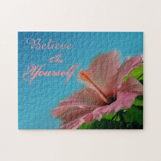 Puzzle Croire Hibiscus Flower Inspirational Citation (Horizontal)