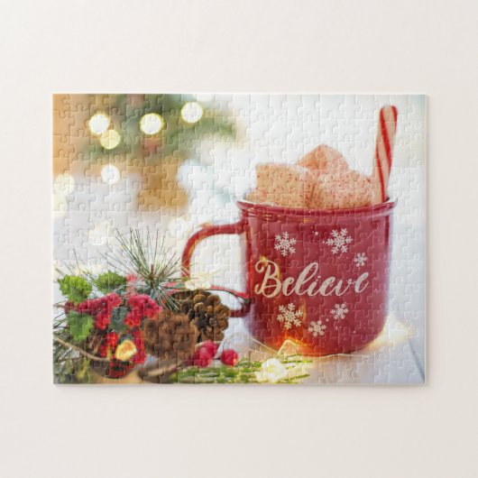 Puzzle Croire Mug, Marshmallows, décorations de Noël (Horizontal)