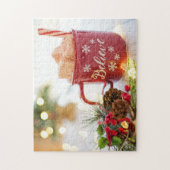 Puzzle Croire Mug, Marshmallows, décorations de Noël (Vertical)