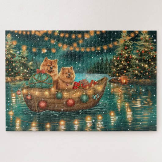 Puzzle Croisière festive de Noël pour Chow Chow (Horizontal)