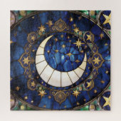 Puzzle Croissant Céleste Vitrail Orné Lune (Horizontal)