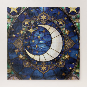 Puzzle Croissant Céleste Vitrail Orné Lune