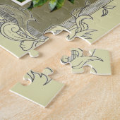 Puzzle Croix avec l'église et les fleurs (Côté)