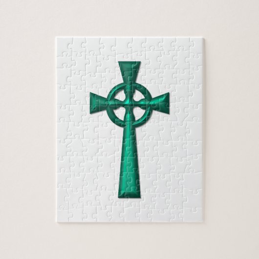 Puzzle Croix céleste métallique verte (Vertical)