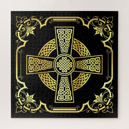 Puzzle Croix celtique irlandaise/noir/or/noir design (Horizontal)