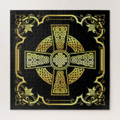 Puzzle Croix celtique irlandaise/noir/or/noir design (Vertical)