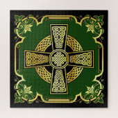 Puzzle Croix celtique irlandaise/noir/or/vert design (Horizontal)