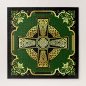 Puzzle Croix celtique irlandaise/noir/or/vert design (Vertical)