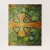 Puzzle Croix celtique noeud vert or nouage (Vertical)