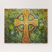 Puzzle Croix celtique noeud vert or nouage (Horizontal)