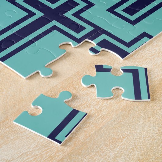 Puzzle Croix chrétienne bleue différentes variantes (Côté)