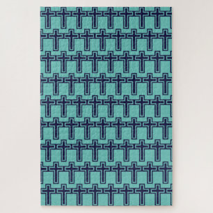 Puzzle Croix chrétienne bleue différentes variantes