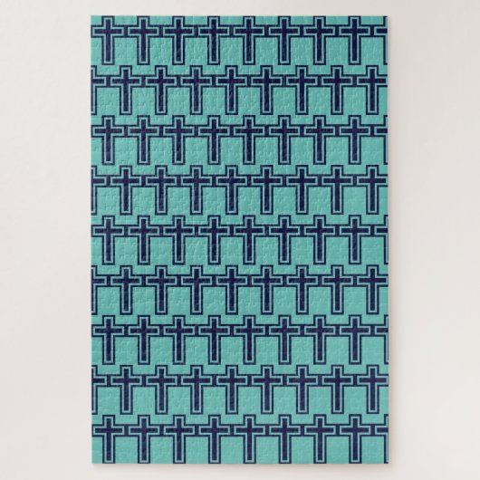 Puzzle Croix chrétienne bleue différentes variantes (Vertical)
