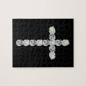 Puzzle Croix d'argent et des roses blancs (Horizontal)