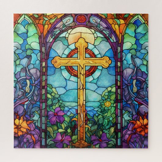 Puzzle Croix en verre tendu (Vertical)