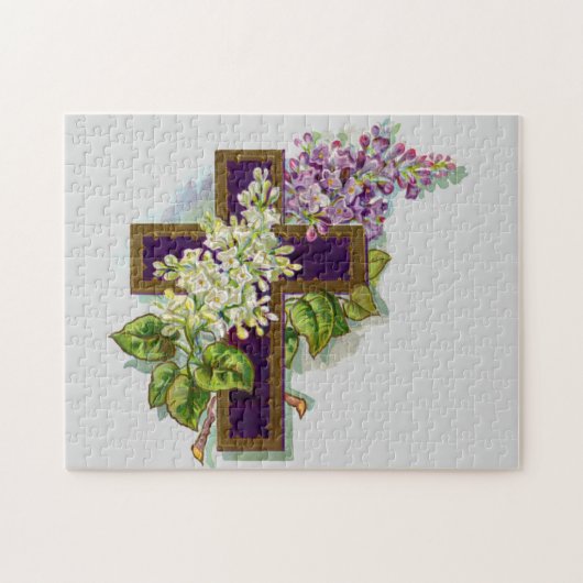 Puzzle Croix Violette Et Fleurs (Horizontal)