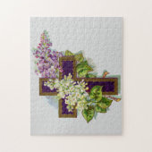 Puzzle Croix Violette Et Fleurs (Vertical)