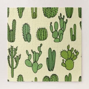 Puzzle Croquis de Cactus : Élégance florale Vintage.
