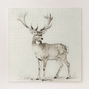Puzzle Croquis de cerf majestueux aux bois