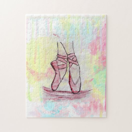 Puzzle Croquis de chaussures en ballet mignonne Aquarelle (Vertical)