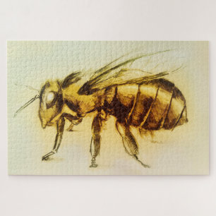 Puzzle Croquis réaliste d'insectes, filet jaune, abeille,
