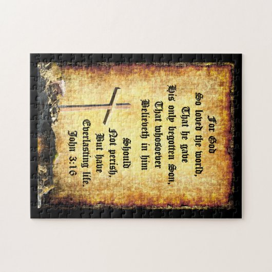 Puzzle Cross & Manger avec John 3vs16 (Horizontal)
