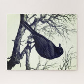 Puzzle Crow Perched on Bare Winter Branches (Horizontal)