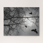 Puzzle Crows Silhouette Soleil brillant Arbres Scène goth (Horizontal)