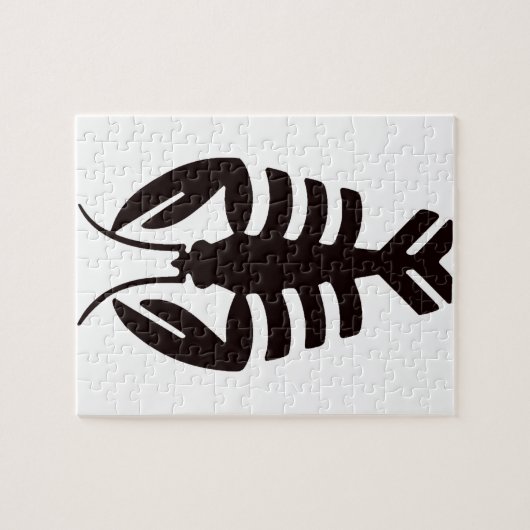 Puzzle Crustacés Art Déco Vintage, Homard en Noir (Horizontal)