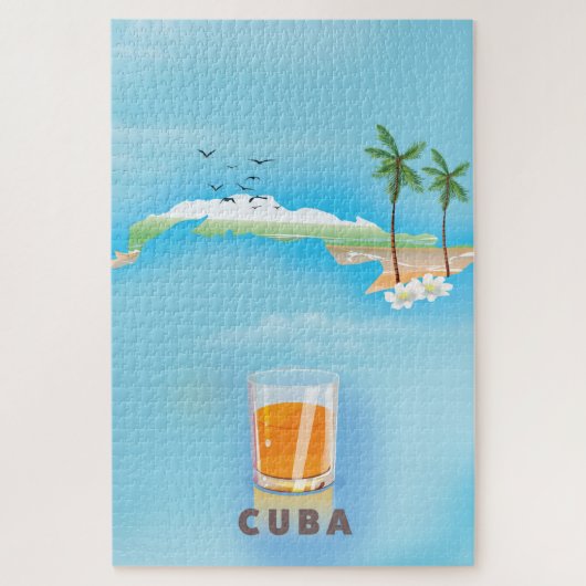 Puzzle Cuba carte illustrée de voyage affiche (Vertical)