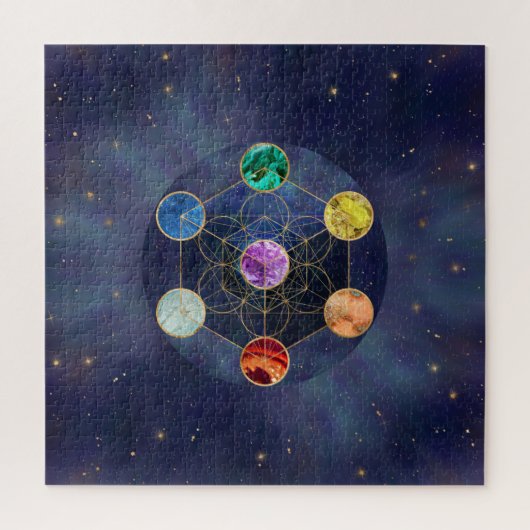 Puzzle Cube de Metatron Chakras Géométrie sacrée (Vertical)