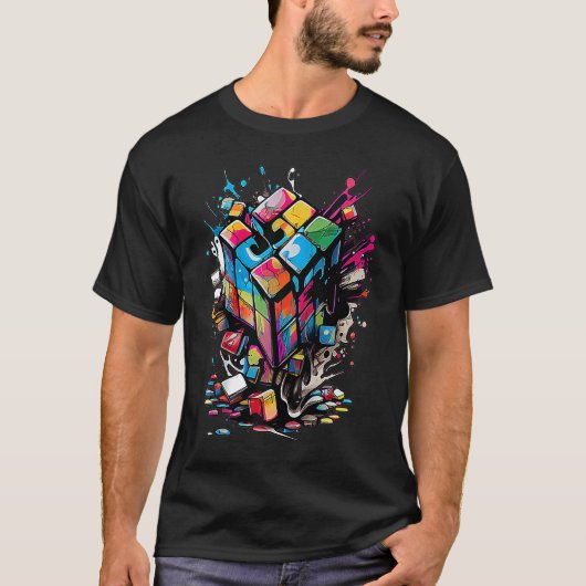 Puzzle Cube Exploding Speed Cubing 80's Youth Vint T-shirt (Voorkant)