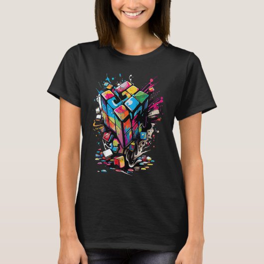 Puzzle Cube Exploding Speed Cubing 80's Youth Vint T-shirt (Voorkant)