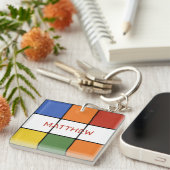Puzzle Cube Game uit 1980, speciaal gepersonalisee Sleutelhanger (Voorkant Rechts)