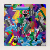 Puzzle Cubes Isométriques 3D, Géométriques Sans Couleur. (Horizontal)
