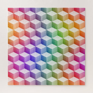 Puzzle Cubes ombrés 3D de couleur arc-en-ciel pastel