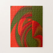 Puzzle Cubiste rouge et vert Abstrait (Vertical)