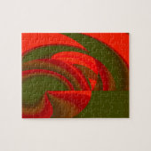 Puzzle Cubiste rouge et vert Abstrait (Horizontal)