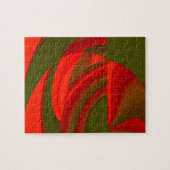 Puzzle Cubiste rouge et vert Abstrait (Horizontal)