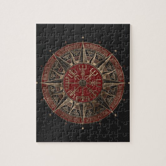 Puzzle Cuir noir et rouge boussole de Vegvisir - de (Vertical)