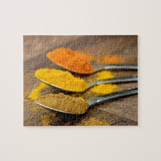 Puzzle Cuisine indienne épices de cuisine sur cuillères (Horizontal)