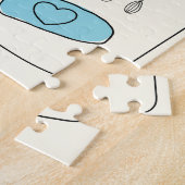 Puzzle Cuisine mignonne Illustration Bleu Nom personnalis (Côté)