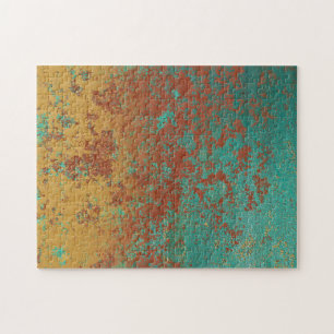 Puzzle Cuivre Turquoise Bleu Orange Texture Brown