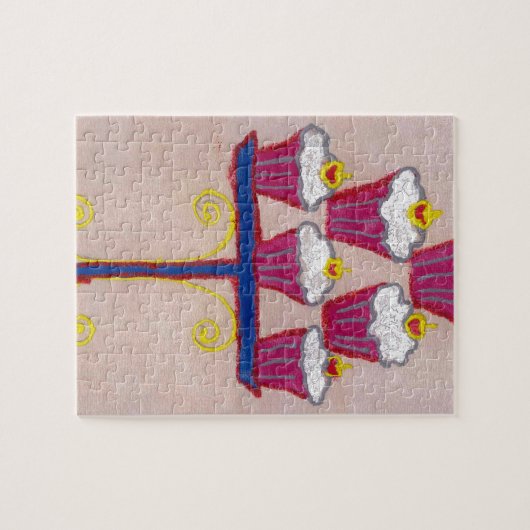 Puzzle Cupcake Art Imprimer avec cerise et Arrière - plan (Horizontal)