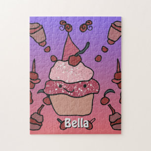 Puzzle Cupcake minimaliste avec une cerise et des arroses