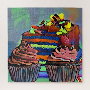 Puzzle Cupcakes and cake Still Abstract Art