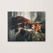 Puzzle Curious Big Red and White Fox Sitting in Nature (Horizontal)