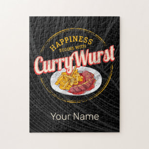 Puzzle Currywurst Saucisse rétro Vintage frites